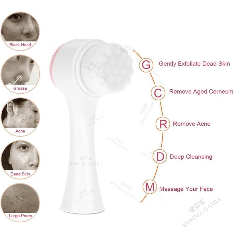 Double Sided Silicon Cleansing Brush Clean Exfoliating Massage Soft Face Pore Cleanse Blackhead Dry Wet Multi-purpose