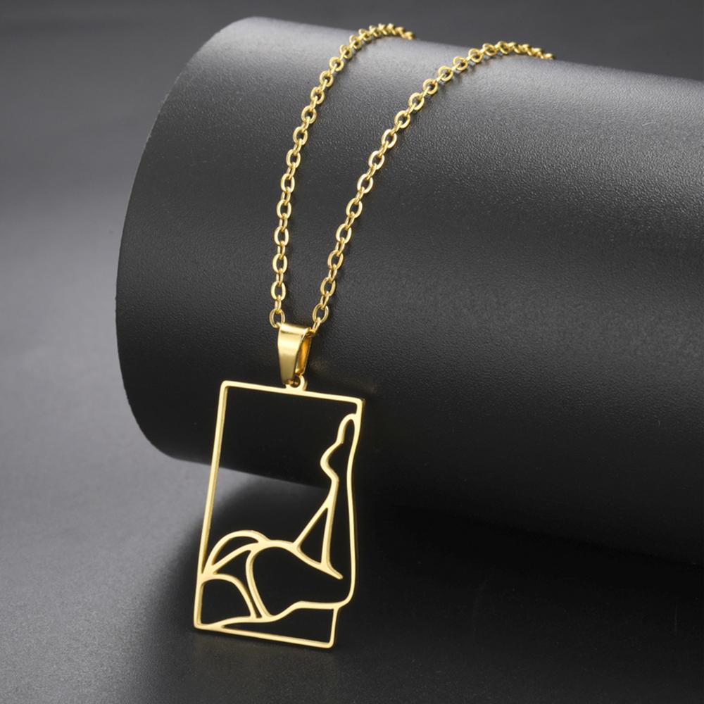 My Shape Shapely Beauty Women Necklaces Charming Pictorial Girl Pendants Pendants Neck Chain Stainless Steel Fashion Jewelry