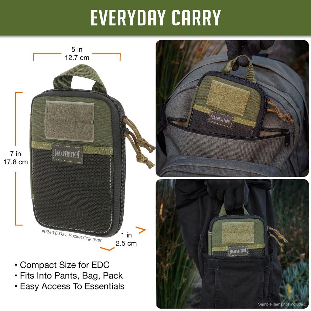 MAXPEDITION EDC Pocket Organizer MOLLE 1000D Nylon Tactical Pouch for Everyday Carry Tools and Gear Storage for and Survival Use (OD Green) Compact,