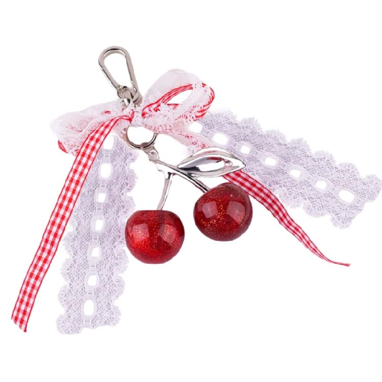 

Creative Cherry Bows Keychain Cute Fruit Keyring Fashionable Key Accessory Bag Pendant for Women’s Car Keys Holder