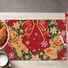 Weihnachts-Platzsets Baum-Muster Tischsets Hitzebeständige Leinen-Platzsets für Esszimmer- und Küchendekor für Festtagsmahlzeiten, Zusammenkünfte, Partytisch