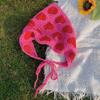 Korean Sweet Heart Hair Scarf Handmade Crochet Hollow Triangle Headband Towel Sweet Cute Strap Hair Bag Headscarf Hat