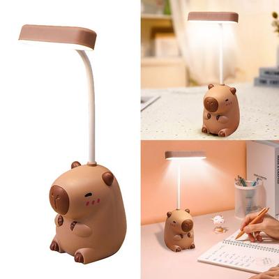 Cute USB Charging Capybara Mini Night Light Folding with Pencil Sharpener Table Lamp Cartoon Pet Learning Eye Lamps Student
