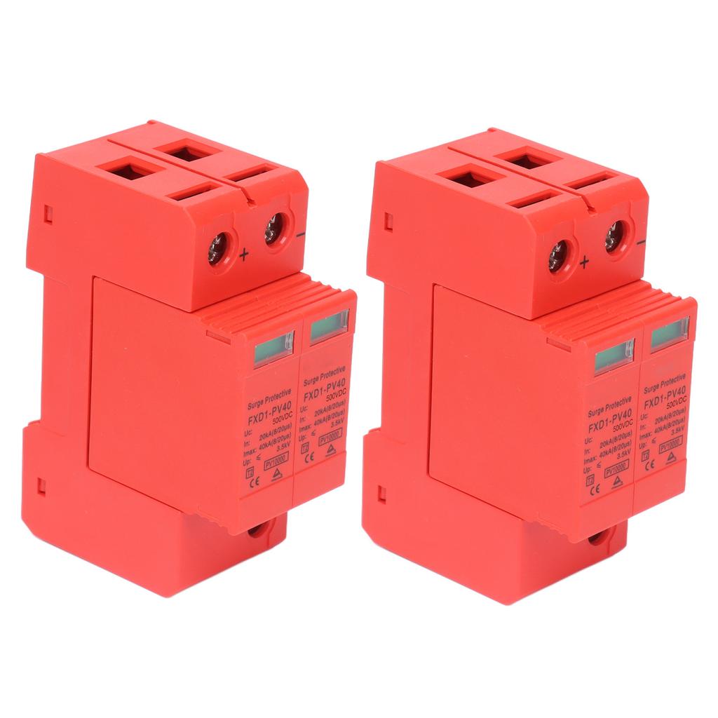 2 Stück DC 500V/DC 750V/DC 1000V SPD Schutzgeräte DC Photovoltaik Überspannungsableiter 2P 40KA FXD1‑PV40