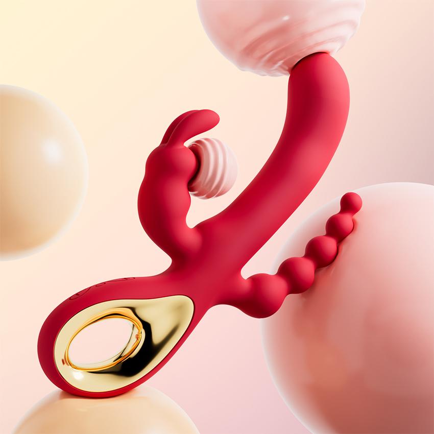 3 in 1 Rabbit Vibrator Women Dildo Sex Toys G-Spot Vaginal Orgasm Masturbator Anal Plug Clitoris Nipple Stimulator Adult Insert Masturbation Supplies