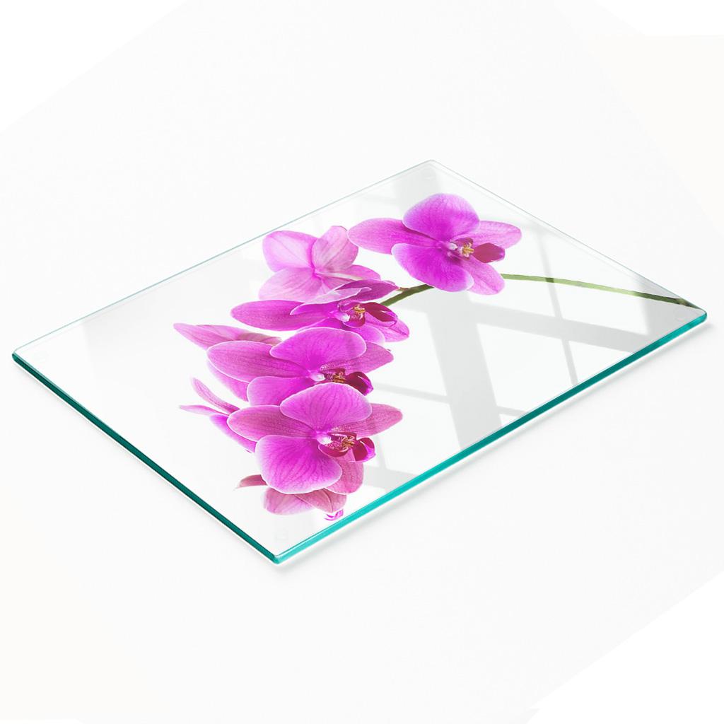 Kuchenna Wielofunkcyjna Dekoracyjna Deska Szklana Różowa Orchidea 80X52 Cm