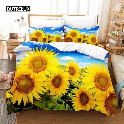 Zestaw pościeli Sunflower Queen Zestaw poszwy na kołdrę Pościel Druk cyfrowy Pościel King Size Zestaw poszwy na kołdrę Zestaw pościeli