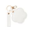 Faux Leather Flower Makeup Mirror Waterproof Portable Vanity Mirror Keychain