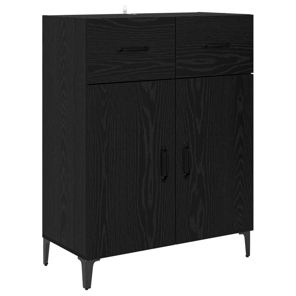 Sideboard in Black Oak Look 69.5 x 34 x 90 cm Engineered Wood