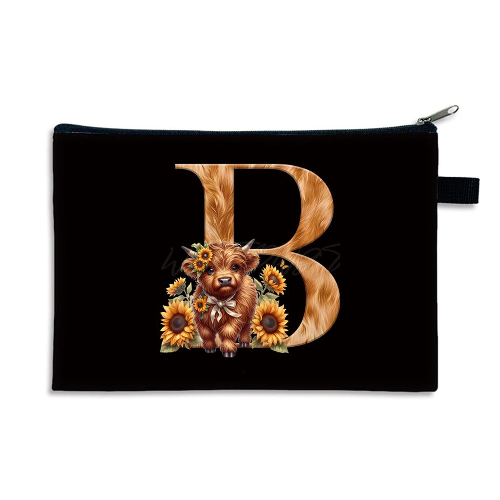 26 letter print size change bag Oxford cloth zipper storage bag Student portable pencil case