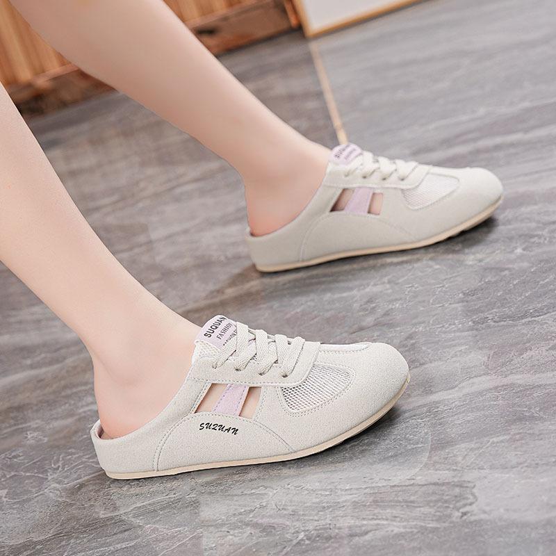 Summer new soft bottom half slippers ins retro flat bottom inner bag head slippers K