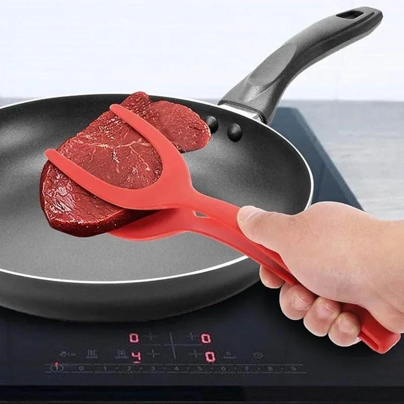 2in1 Flip Spatula Pliers Egg Turning Spatula Multi-Purpose Non-Stick Kitchen Pancake French Toast Omelette Kitchen Cooking Tools