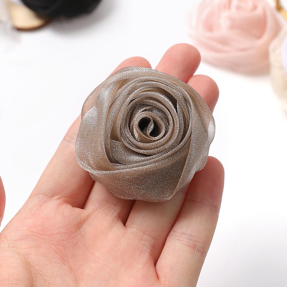 5Pcs Yarn Satin Artificial Rose Flowers Fake Flowers DIY Bridal Hairpin Clothing Crafts Accessories Home Wedding Decorations