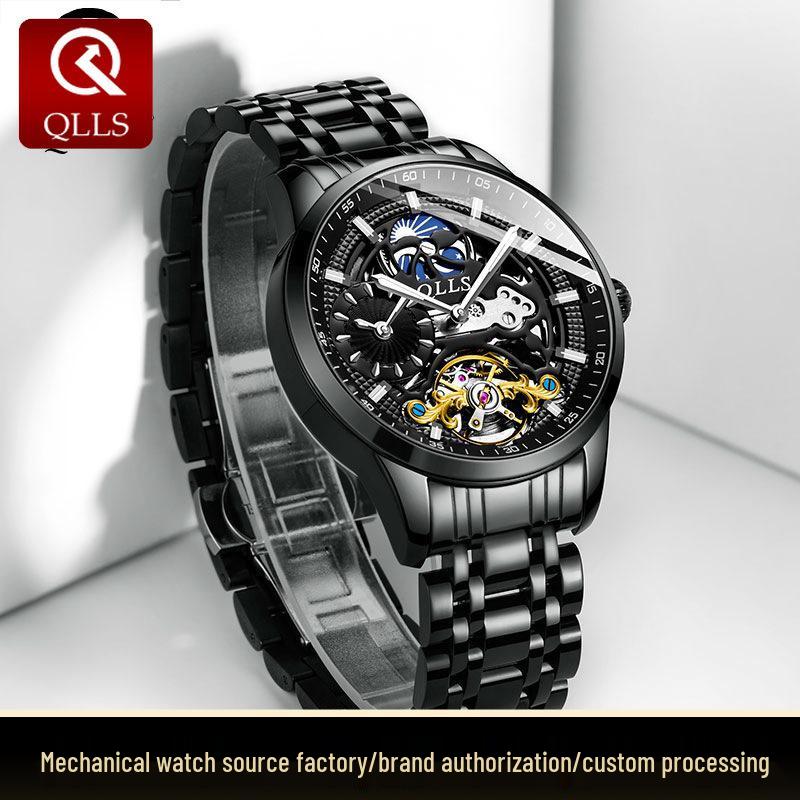 Qlls Men's Automatic Mechanical Watch - Multi-Function, Waterproof, Hot-Selling Timepiece.