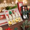 2/4-Piece Stainless Steel Christmas Dessert Spoon & Fork Set Festive Appetizer Forks Party Utensils Holiday Table Setting Accessories