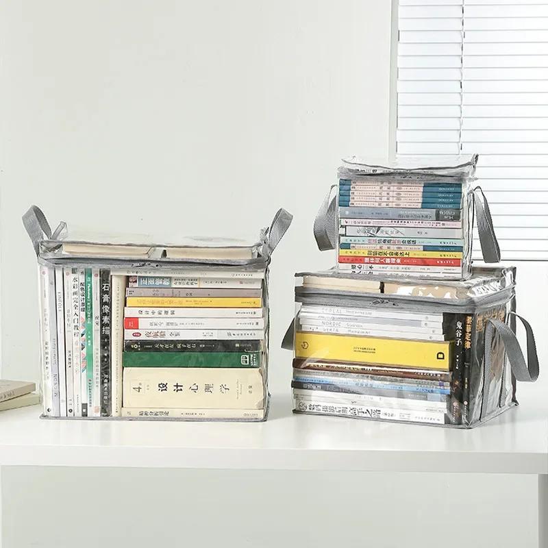 Foldable book box student dormitory classroom book organizer transparent waterproof household book organizing storage box