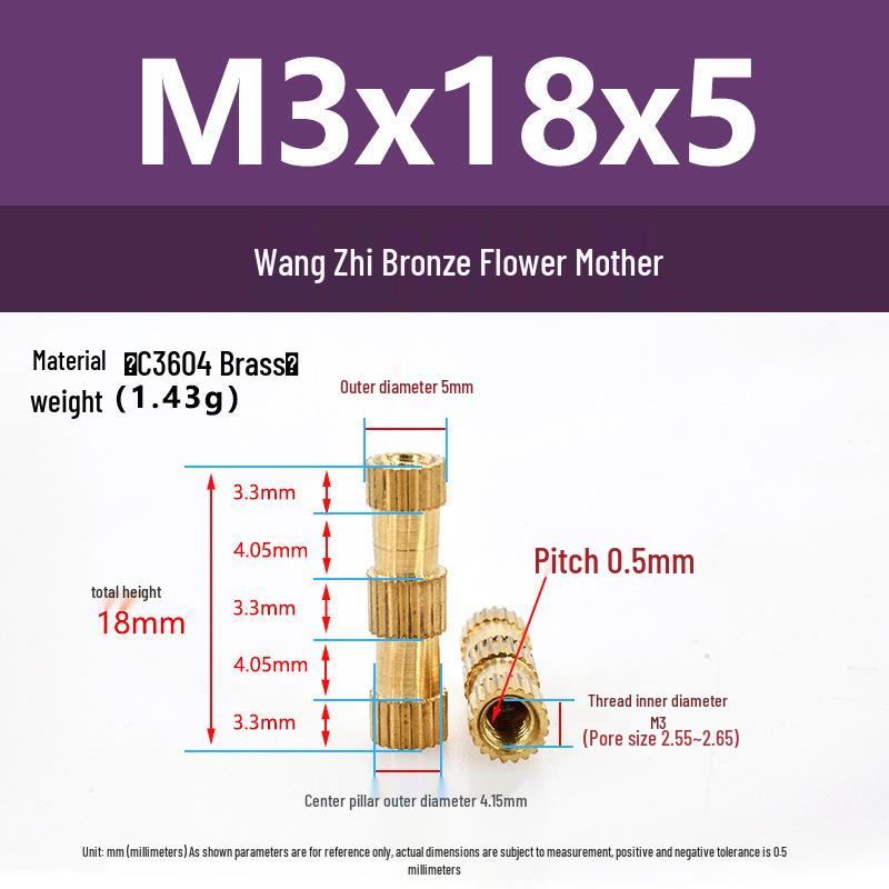 M1-M10 Knurled Brass Heat Insert Nut for Injection Molding