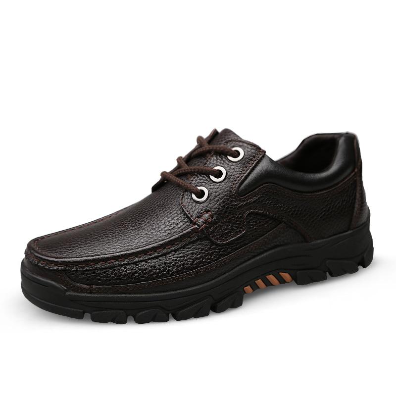 Fashion High Quality New Thick Soled Wear-resistant Men's Leather Casual Shoes Lace Up Oxford Shoes for Men's Outdoor Hiking Shoes