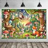 2D Magischer Wald Hintergrund, Niedliche Tiere & Leuchtende Nachtszene Kulisse