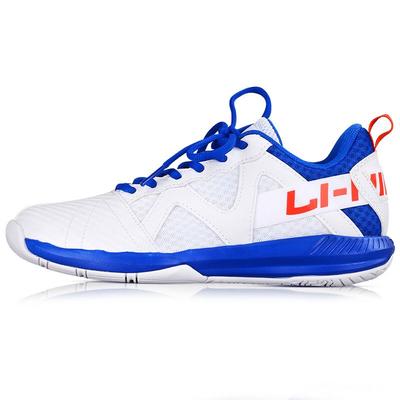 Bequem Vielseitig Stoßdämpfung Rutschfest Abriebfest Atmungsaktiv Stützend Low-Top Badmintonschuhe Unisex-Schuhe Weiß Blau AYTQ023