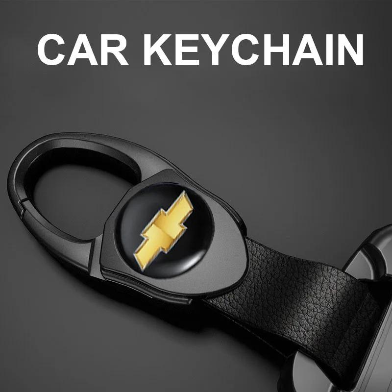 Alloy Car Keychain Luxury Leather Key Rings Pendant For Chevrolet Aveo Captiva Matiz Cruze Malibu Orlando Equinox Spark Sail S10