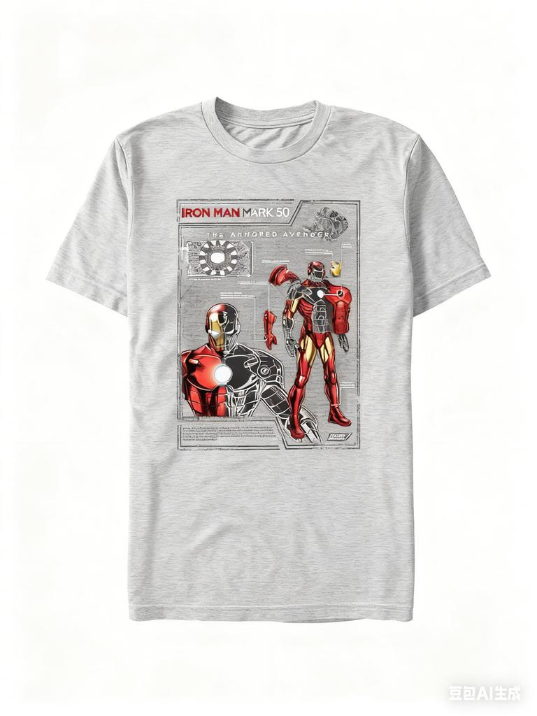 Genuine 2026 New Iron Man Construction Map Parts Printed Large Size Women's Fashion Short Sleeve Loose Sports T-Shirt