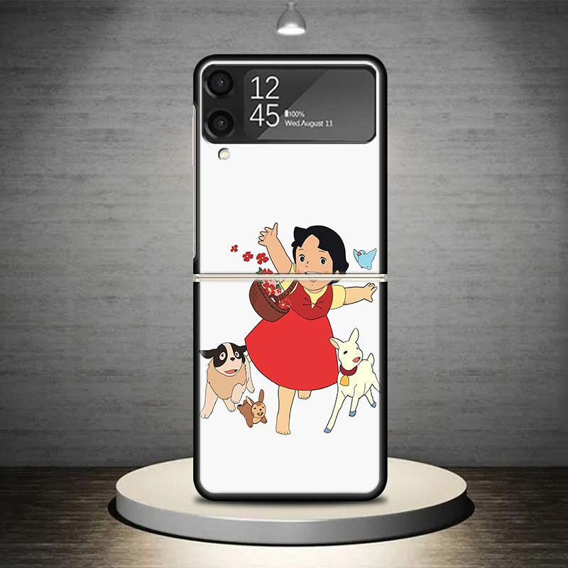 Heidi Cute Cartoon Phone Case For Samsung Galaxy Z Flip 7 6 5 4 3 5G Shockproof Cover Z Flip7 Flip6 ZFlip5 Flip3 Flip4 Luxury Sh