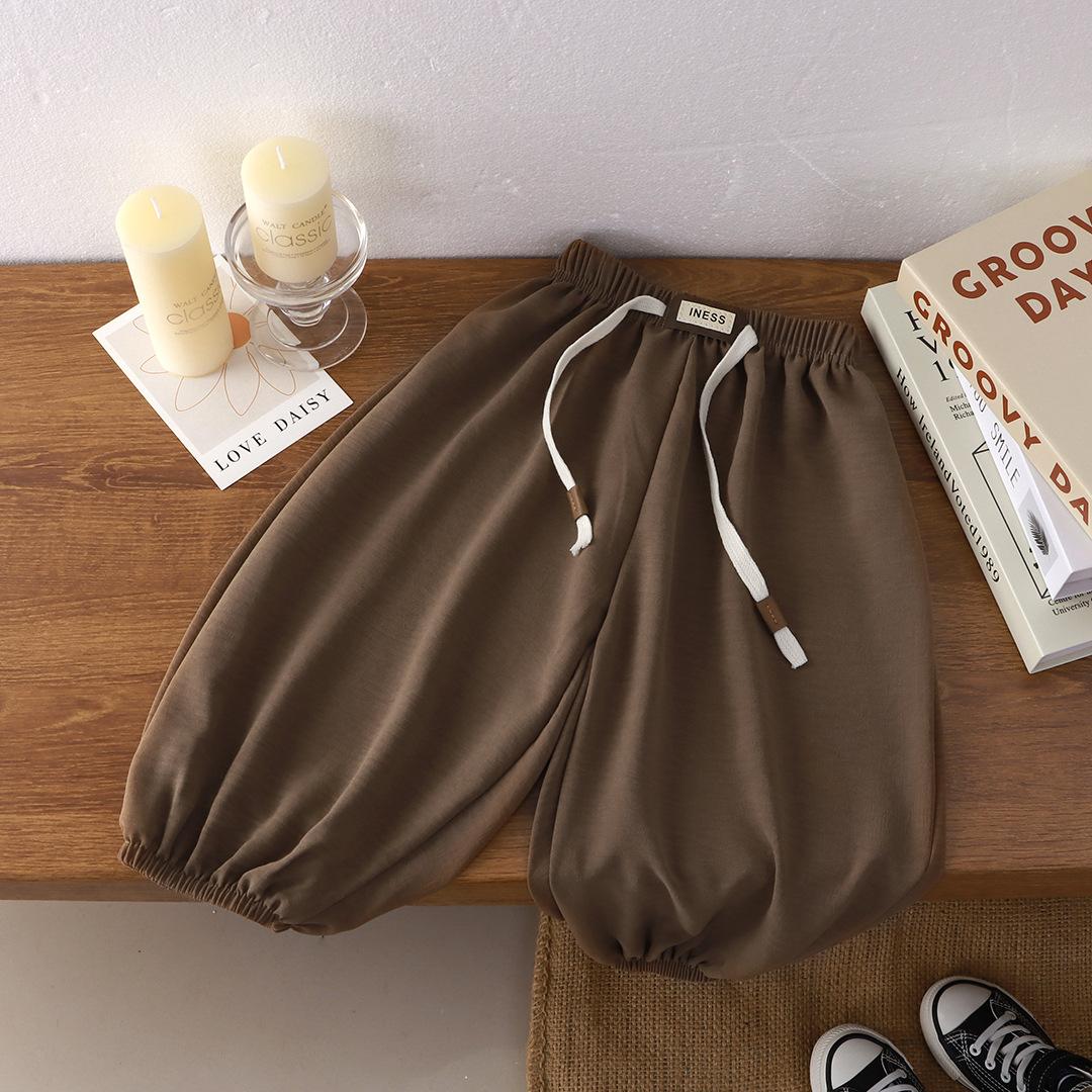 

Детские брюки лето новые корейские свободного кроя для мальчиков и девочек однотонные повседневные спортивные брюки детские штаны-джоггеры 160