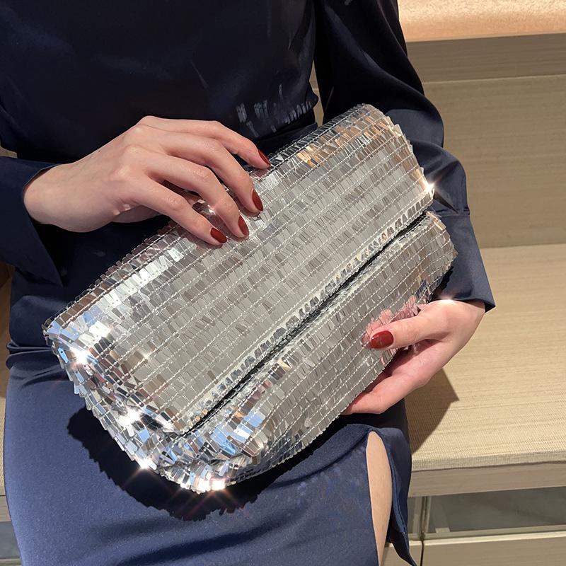 

Silver Sequin Cross-Body Clutch Bag - Trendy Internet Celebrity Style