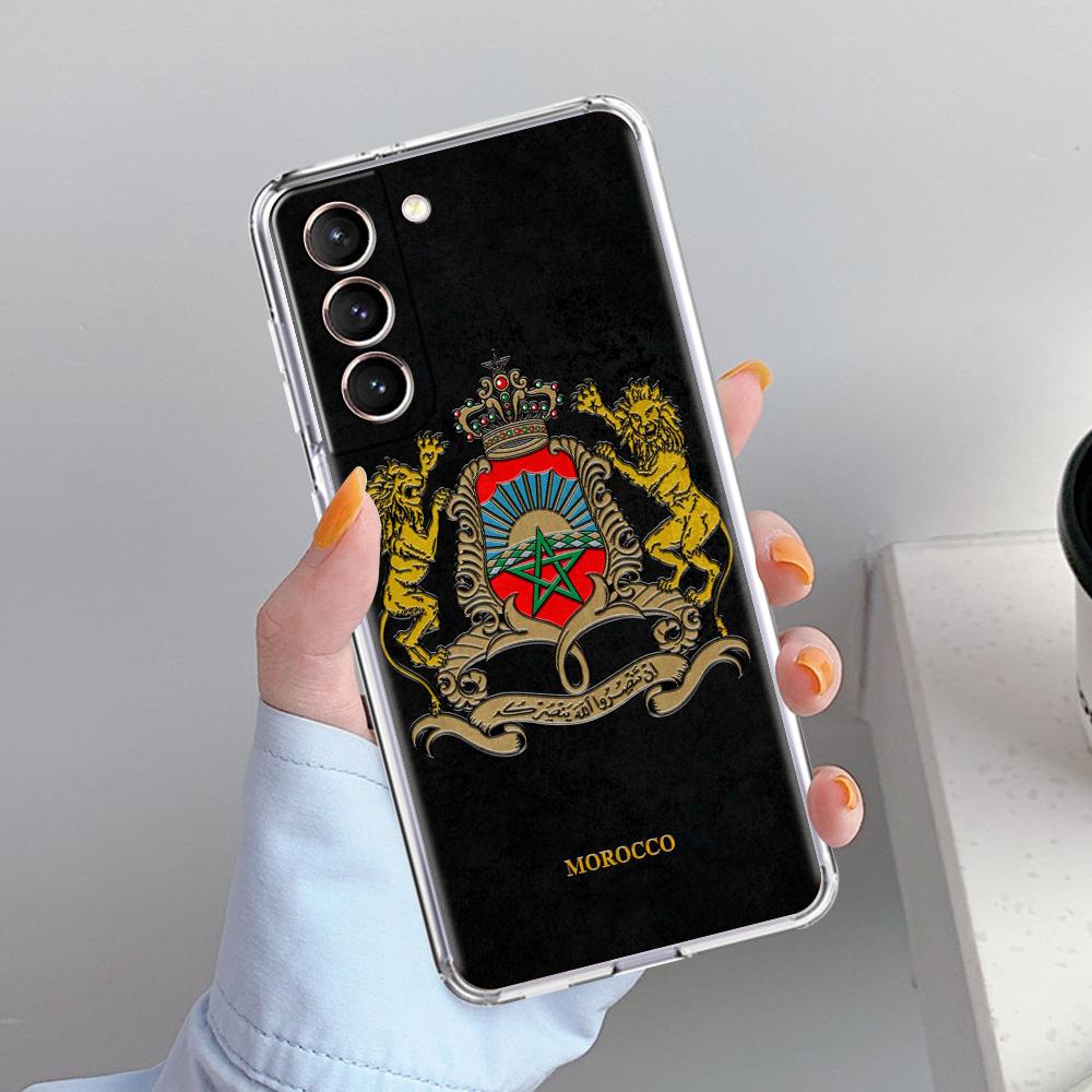 Phone Case For Samsung Galaxy S26 S25 S24 S23 S22 Ultra S20 S21 FE 5G Plus Soft Clear Cover Morocco Flag Soccer