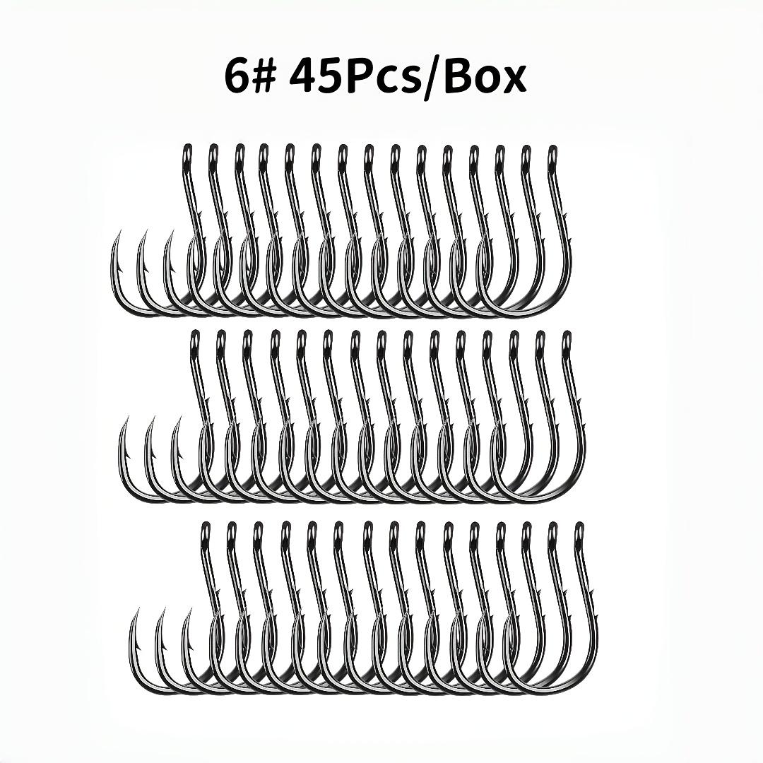 50/45/40pcs Double-Sided Spiked Tube with Hooks, Suitable for Shore Fishing And Sea Fishing, Large Fish Hooks. 6# 45Pcs/Box