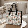 Cute Floral Ghost Print Tote Bag for Daily Shopping Commuting Casual Lightweight Carryall Bag