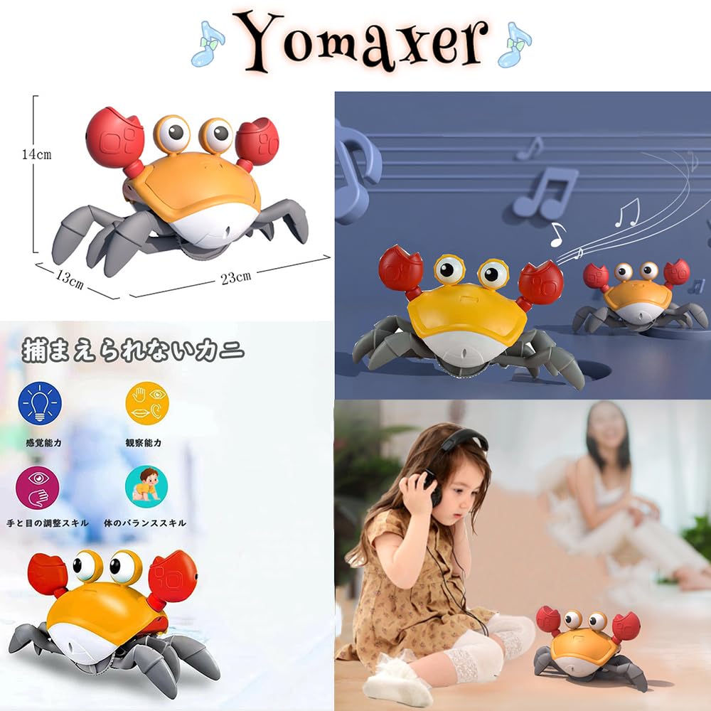 Electric Crab Toy, Musical Crawling Crab, Simulation Crab Toy, Crawling Crab with Sensor, Music, Interactive Learning and Development Toy, Sound,