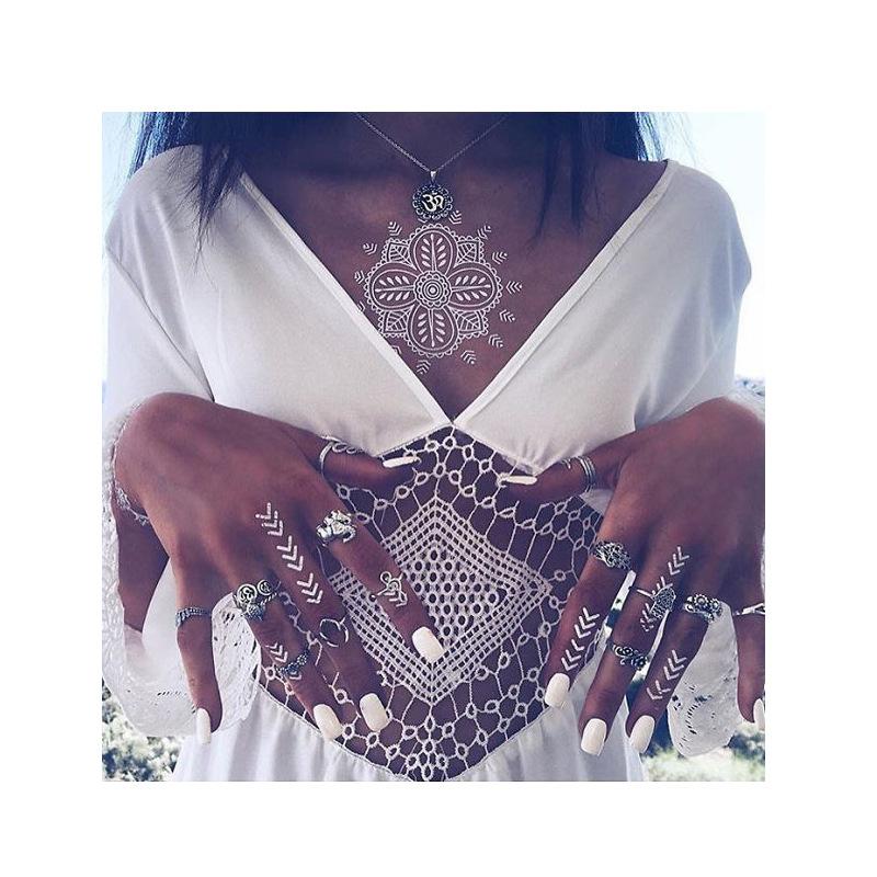 Black And White Lace Tattoo Sticker Wedding Bride Waterproof Tattoo Sticker Tattoo