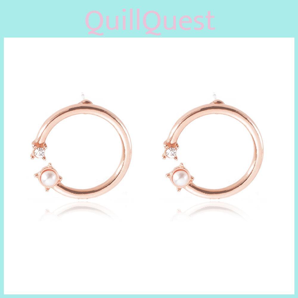 Alloy Elegant Pearl Stud Earrings Womens Geometric Design Fashion Modern