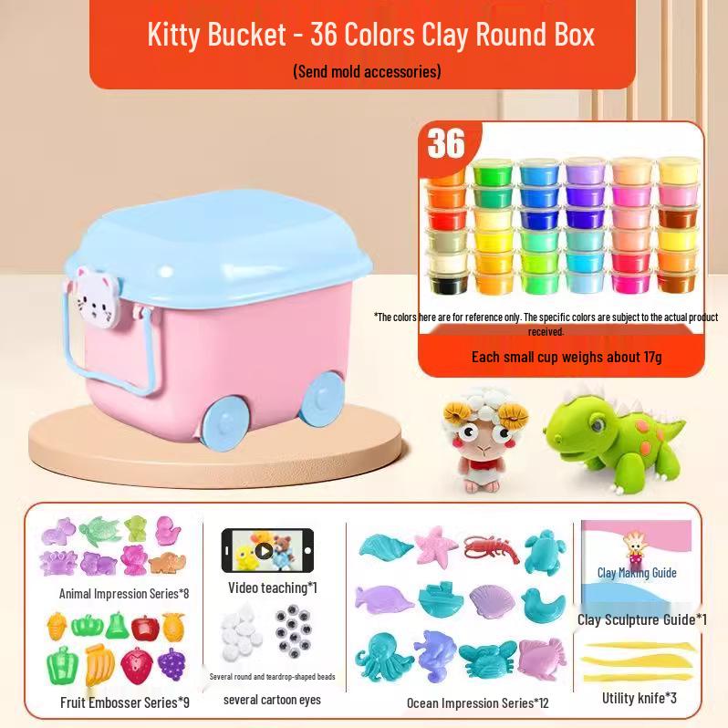 Super Light Non-Toxic Children's Clay Set - 36 Colors of Colored Plasticine for Kindergarten