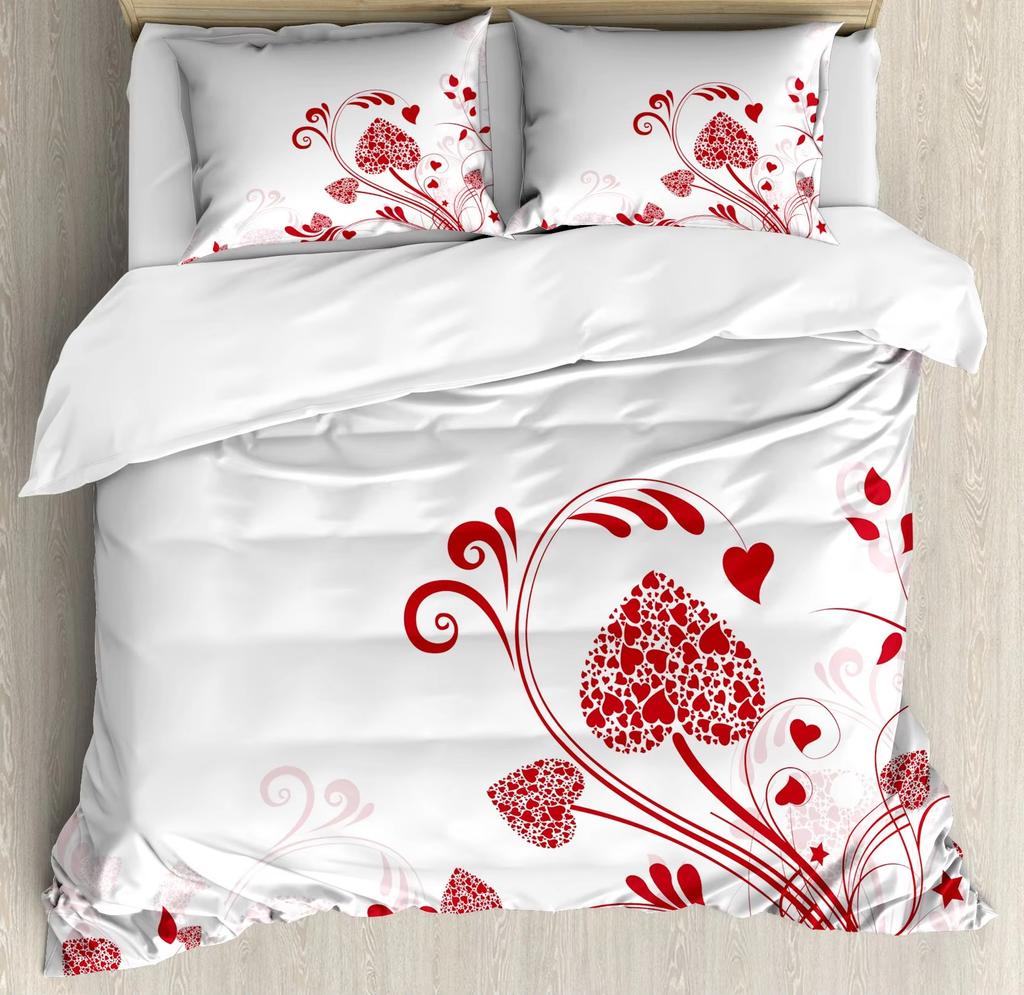 Leopard Heart Duvet Cover Set Queen King Size Pink Stripes Comforter Cover Woman Adult Room Decor Romantic Gift Duvet Covers