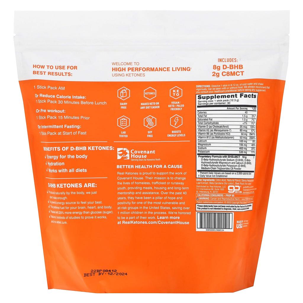 Elevate, Orange, Drink Mix 30 Packets, 12.3G (0.43Oz) Each