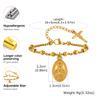 Religious Jesus Cross Rosary Bracelet for Women, Stainless Steel Virgin Mary Charms Bracelets Gold Plated Prayer Jewelry