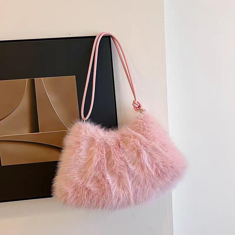 Women's Autumn & Winter Fashion Handbag: Versatile Korean-Style, Large Capacity, Furry Shoulder Tote