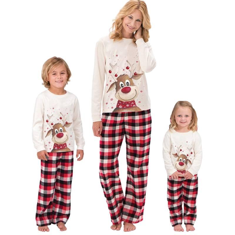 Elk Christmas Pajamas Set Family Matching Sleepwear Xmas Boy Girl Parentchild