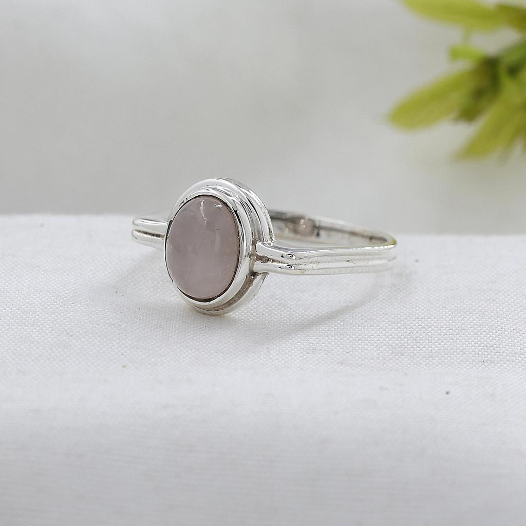 Rose Quartz Silver Ring, Pure 925 Sterling Silver Handmade Jewelry, Silver Jewelry, Unisex Ring Ar8945