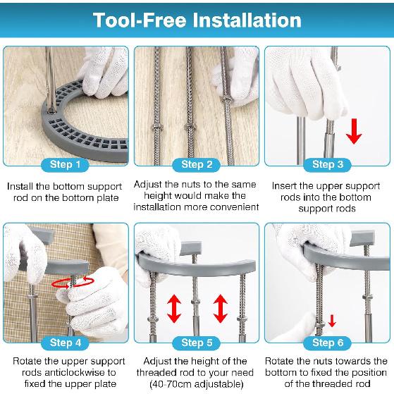 IRONWALLS Undermount Sink Support Brackets, 15.7” to 27.6” Adjustable Stainless Steel Under Sink Support Legs Pole Rods, Under Mount Sink