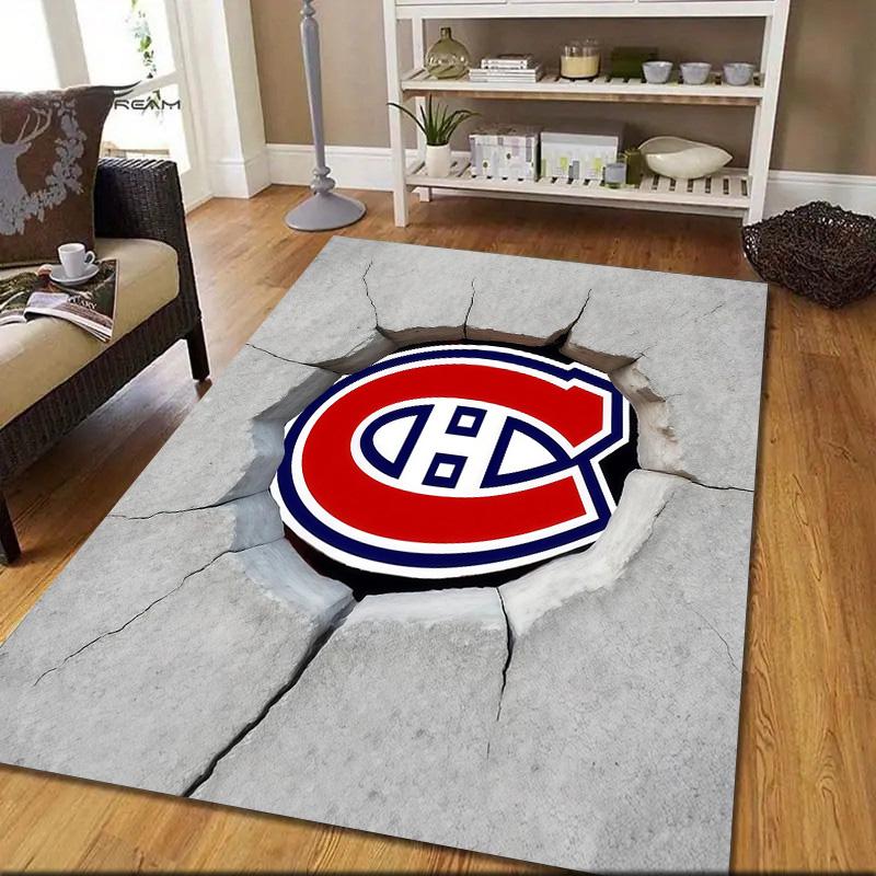 Montreal Canadiens2 Flannel Pattern Square Carpet,Area Rug,Carpet Rug for Living Room Bedroom Sofa Playroom Decor,Non-slip Floor Mat