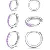 3 Pairs 925 Sterling Silver Small Hoop Earrings for Women Men | Cubic Zirconia, 14K White Gold Plated Huggie Hoop Earrings, Hypoallergenic