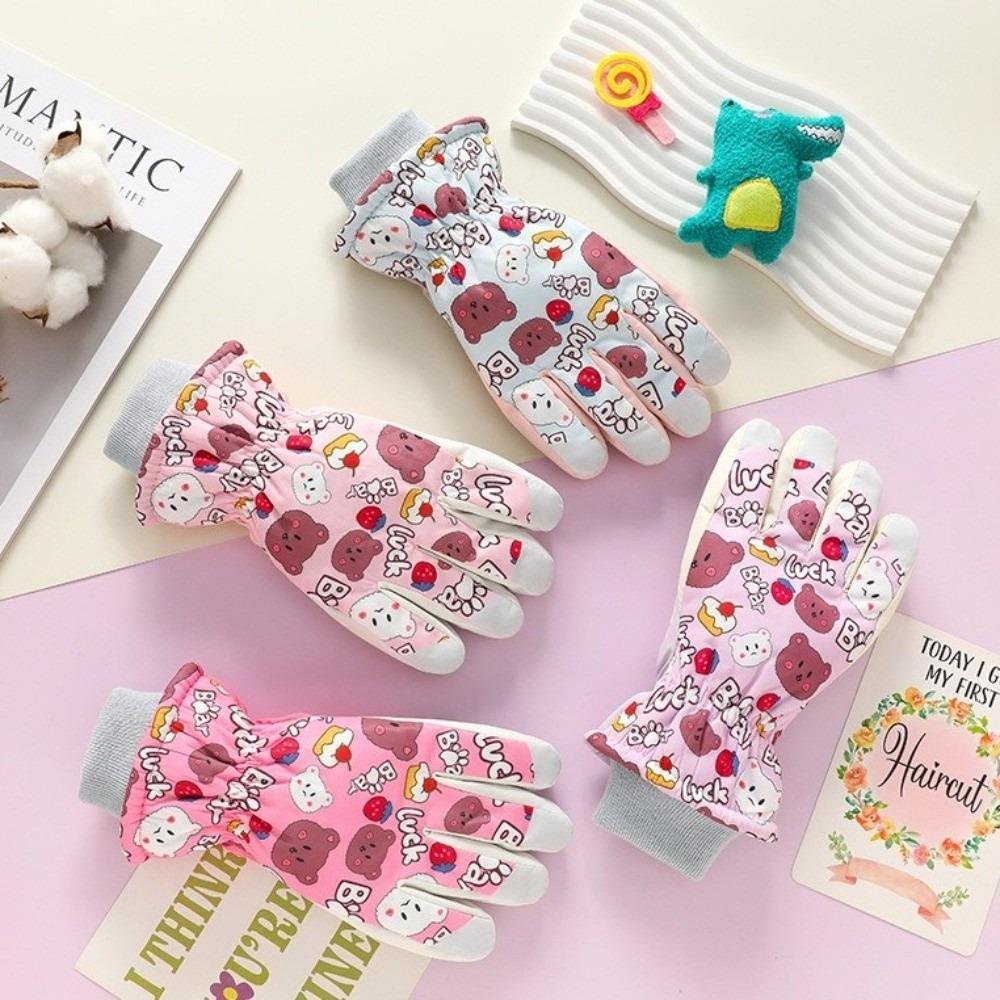 Plush Cycling Mittens Cute Bear Winter Gloves New Ski Gloves  for Outdoor Cycling Skiing