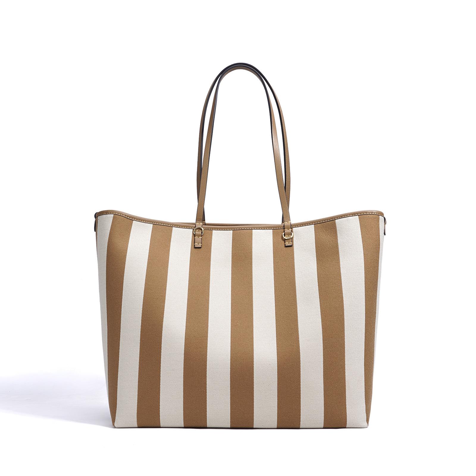 

Новая высококлассная полосатая повседневная наплечная сумка-тоут большой вместимости, нишевый дизайн, модная дорожная сумка