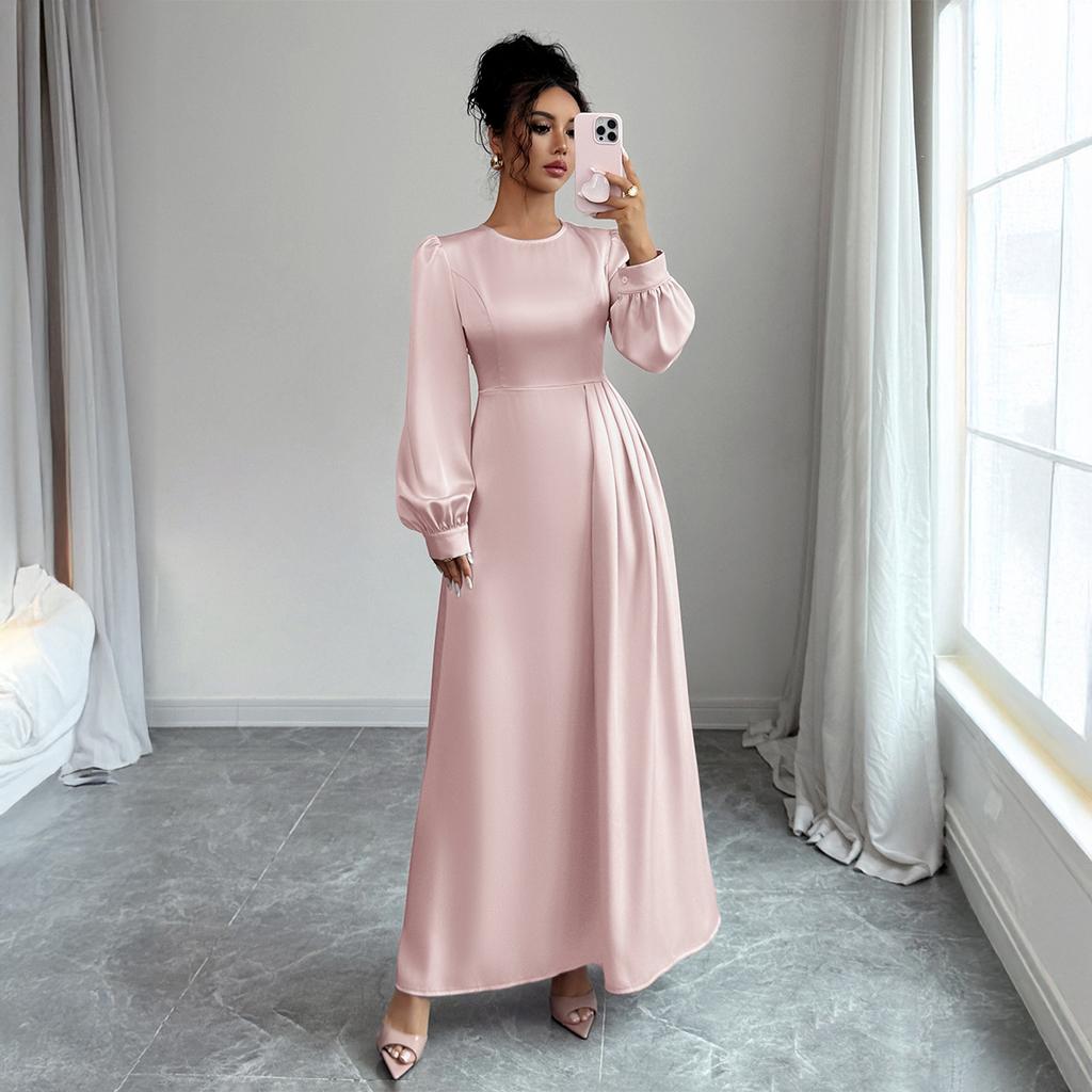 Cross-border Europe, America, simple fashion, summer long-sleeved women's skirts, dresses, women's clothing autumn and winter independent station