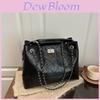 Large Capacity Geometric Chain Tote Bag With Lock Closure For Daily Streetwear Fashion