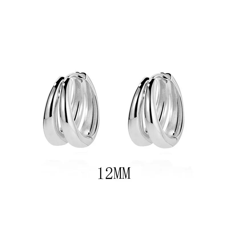 925 Silver Double Hoop Earrings for Women Minimalist Geometric Jewelry Fine Accessories